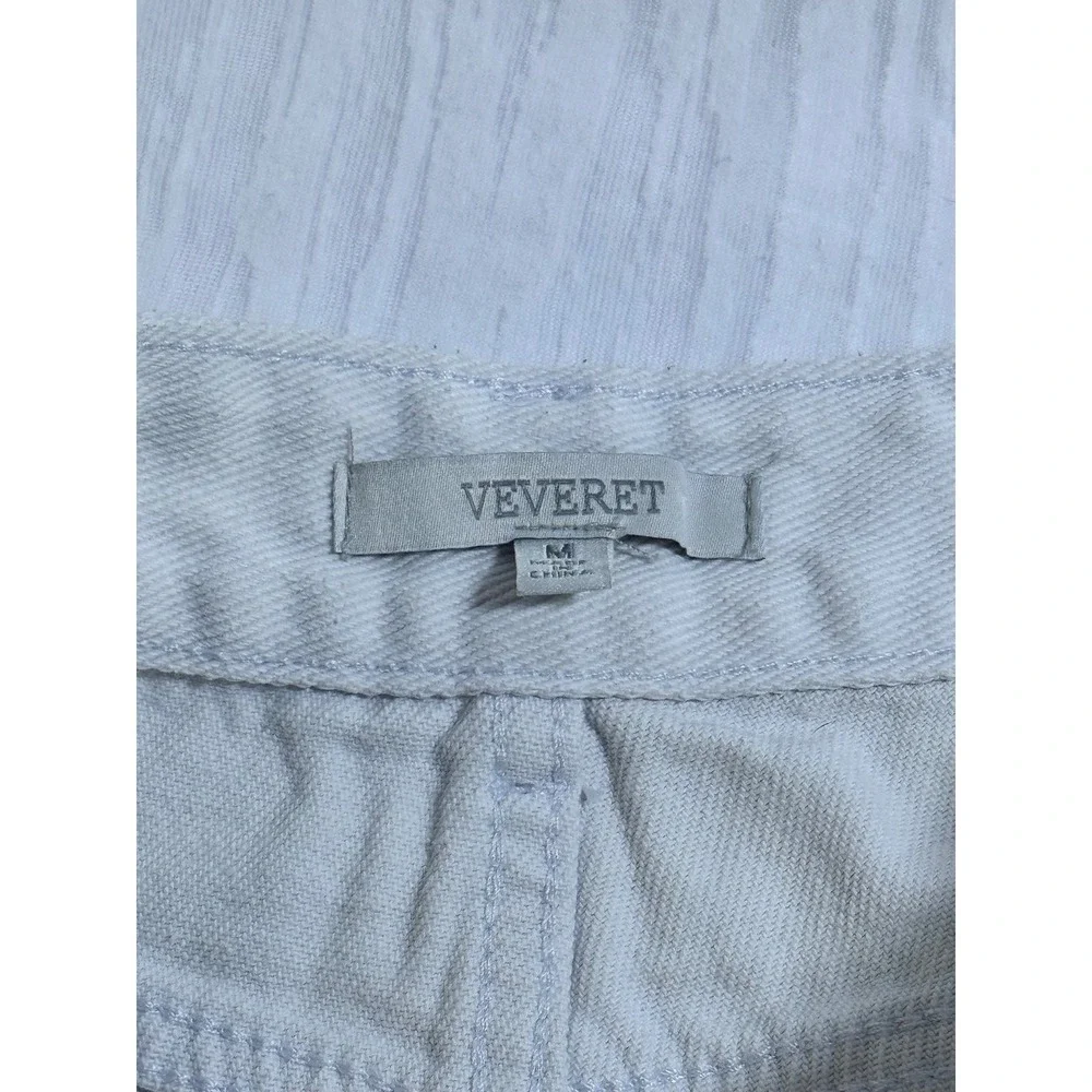 Veveret Womens White Distressed High‎ Waisted Denim Shorts Cuffed Size M